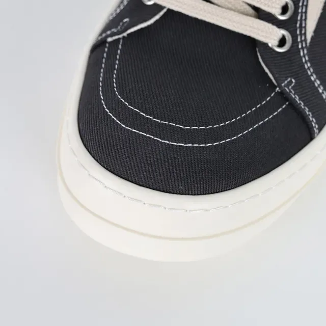Black and Beige Canvas Platform Sneakers 5