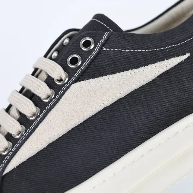 Black and Beige Canvas Platform Sneakers 6