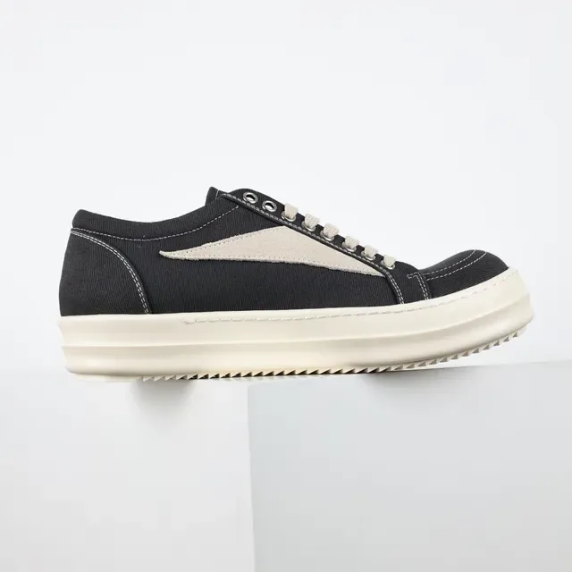 Black and Beige Canvas Platform Sneakers 7