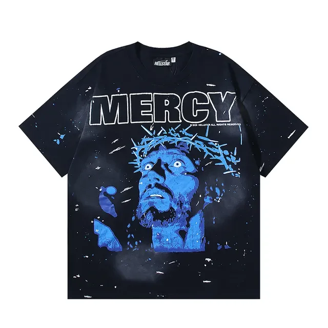 Black and Blue Graphic Print Oversized T-Shirt 2