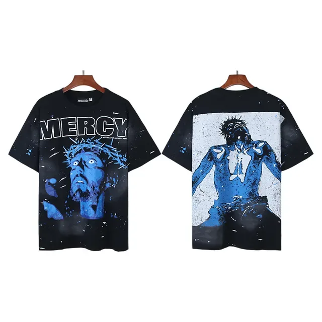 Black and Blue Graphic Print Oversized T-Shirt 4