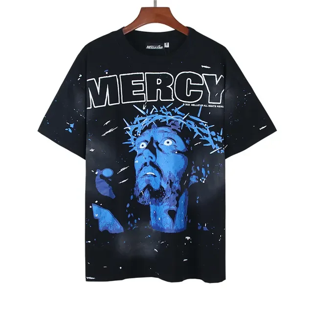 Black and Blue Graphic Print Oversized T-Shirt 5