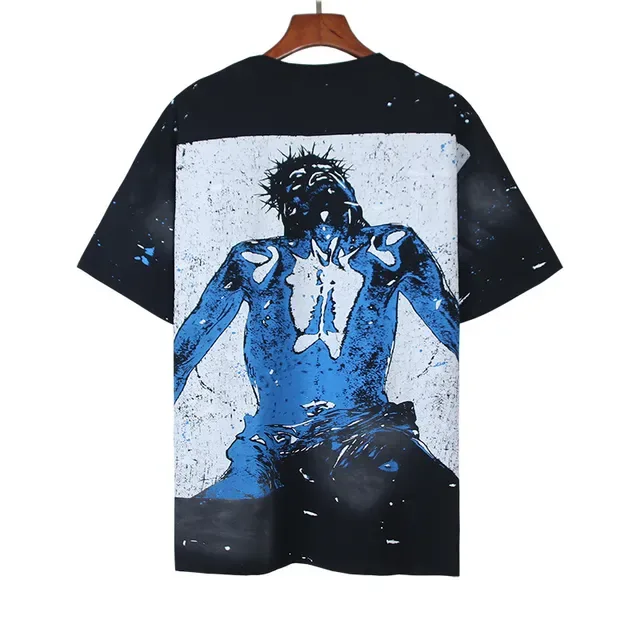 Black and Blue Graphic Print Oversized T-Shirt 6