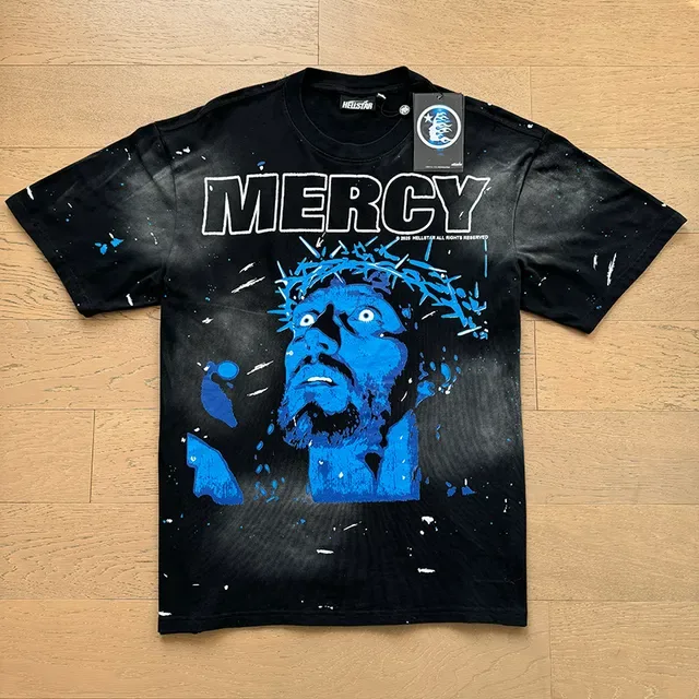 Black and Blue Graphic Print Oversized T-Shirt 8
