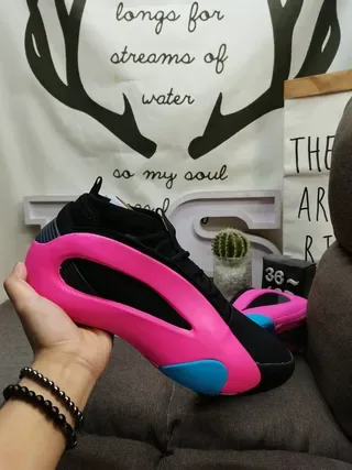 Black and Pink Sculpted Midsole Cage Sneakers 5