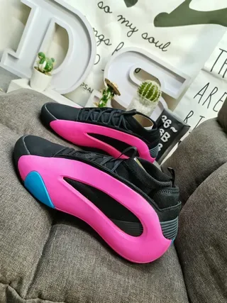 Black and Pink Sculpted Midsole Cage Sneakers 7