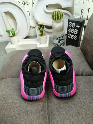 Black and Pink Sculpted Midsole Cage Sneakers 8