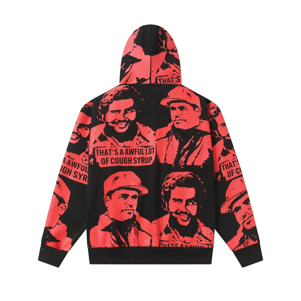 Black and Red Graphic Print Zip-Up Hoodie 6