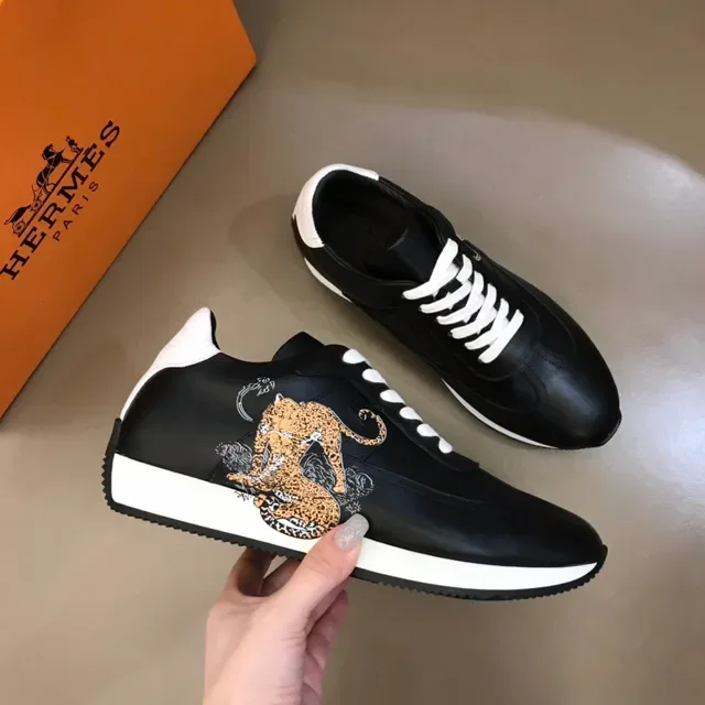 Black and White Leopard Graphic Leather Sneaker 6