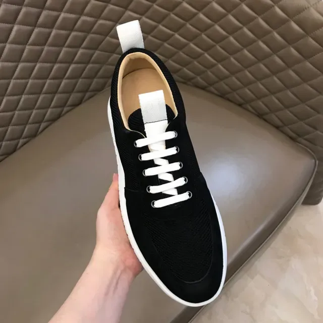 Black and White Mesh Suede Low-Top Lifestyle Sneaker 4