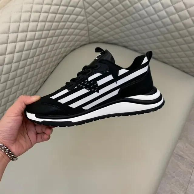 Black and White Striped Layered Midsole Lifestyle Sneaker 5