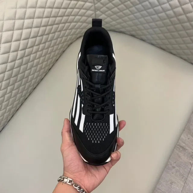 Black and White Striped Layered Midsole Lifestyle Sneaker 6