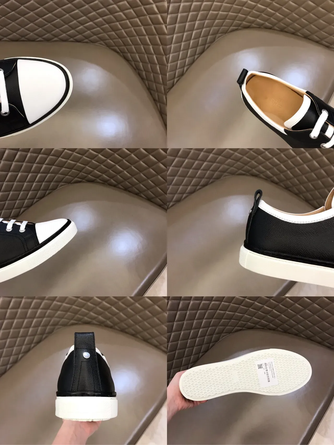 Black and White Two-Tone Low-Top Lace-Up Lifestyle Sneaker 2