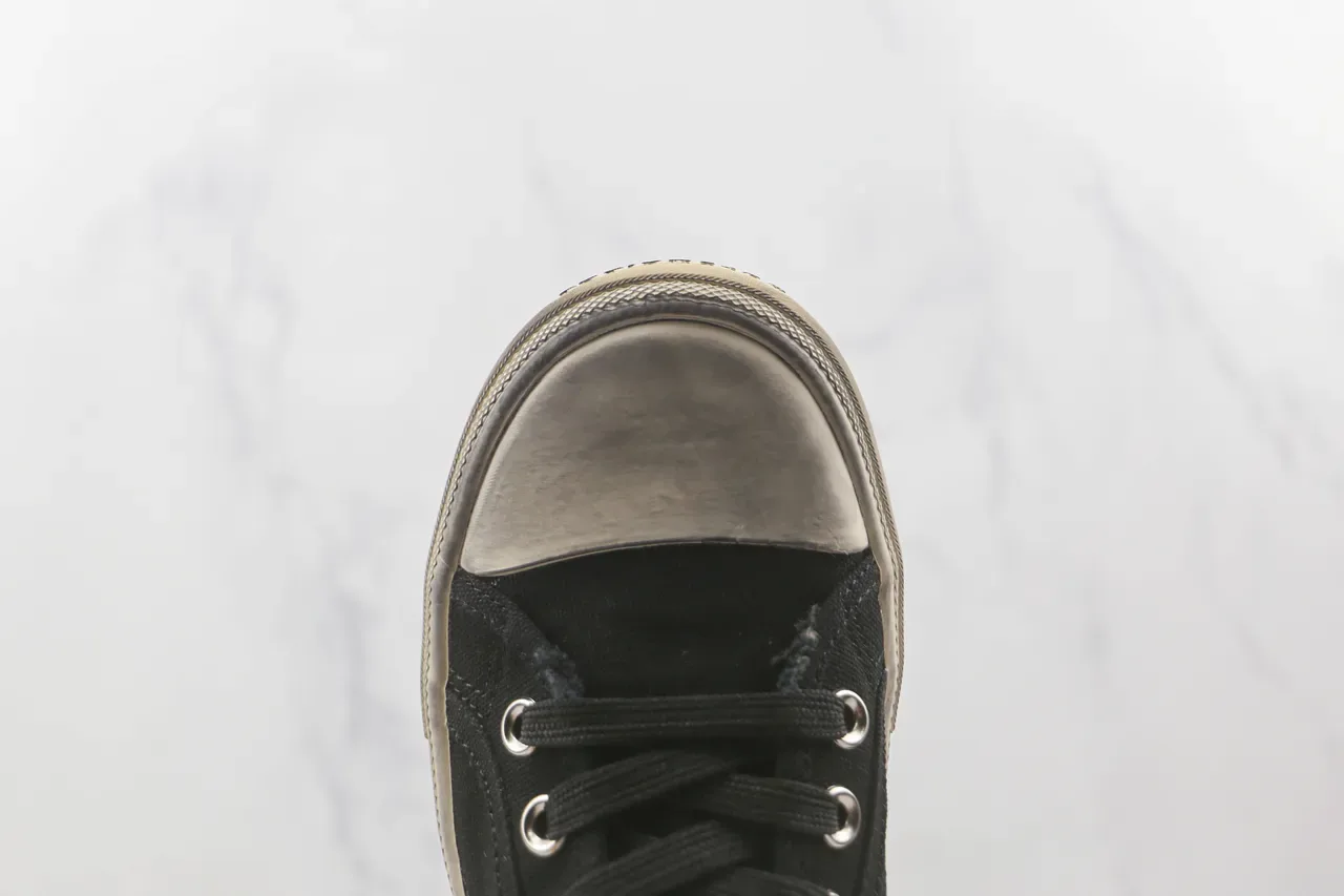 Black Beige High-Top Canvas Upper Sneakers 6