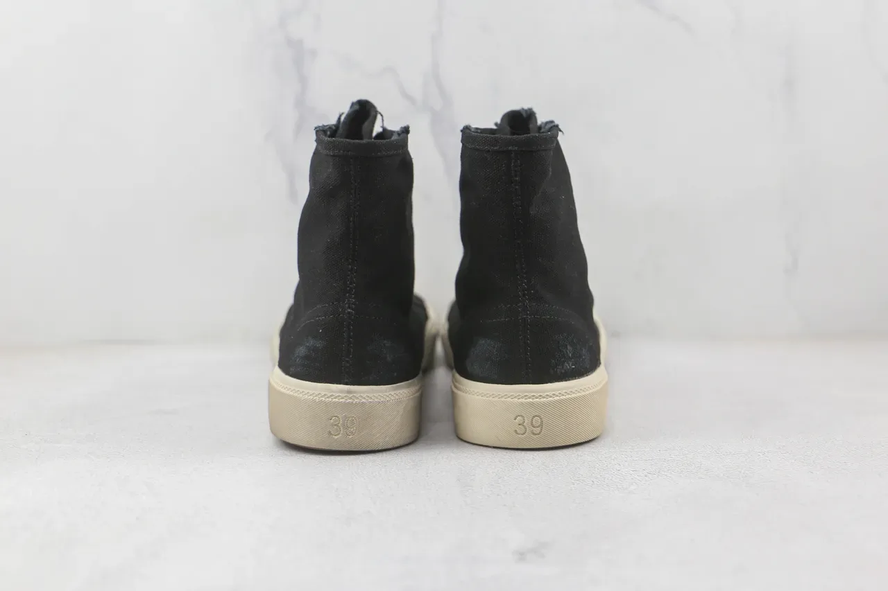Black Beige High-Top Canvas Upper Sneakers 9