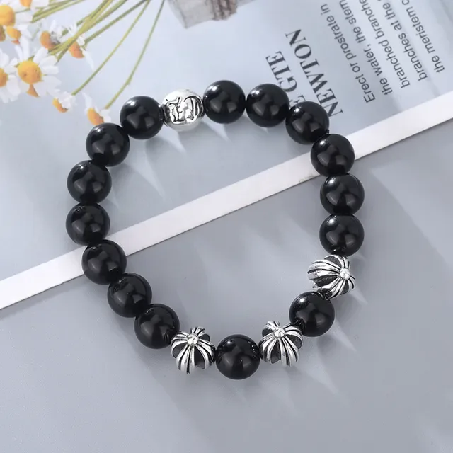 Black Blue Beaded Elastic Bracelet 3