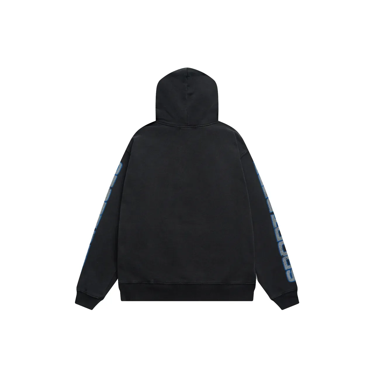 Black Blue Oversized Fit Distressed Graphic Print Hoodie 3