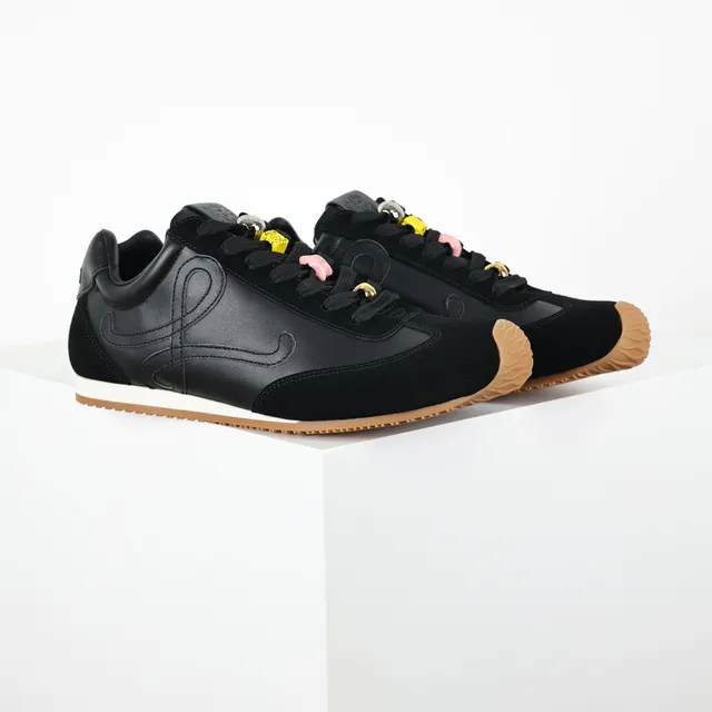 Black Brown Suede And Leather Upper Gum Rubber Toe Cap Sneakers 3