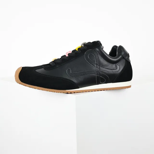 Black Brown Suede And Leather Upper Gum Rubber Toe Cap Sneakers 9