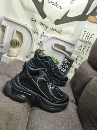 Black Chunky Sole Mesh Sneaker 9