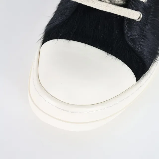 Black Fur Upper Off-White Sole Lifestyle Sneakers 5