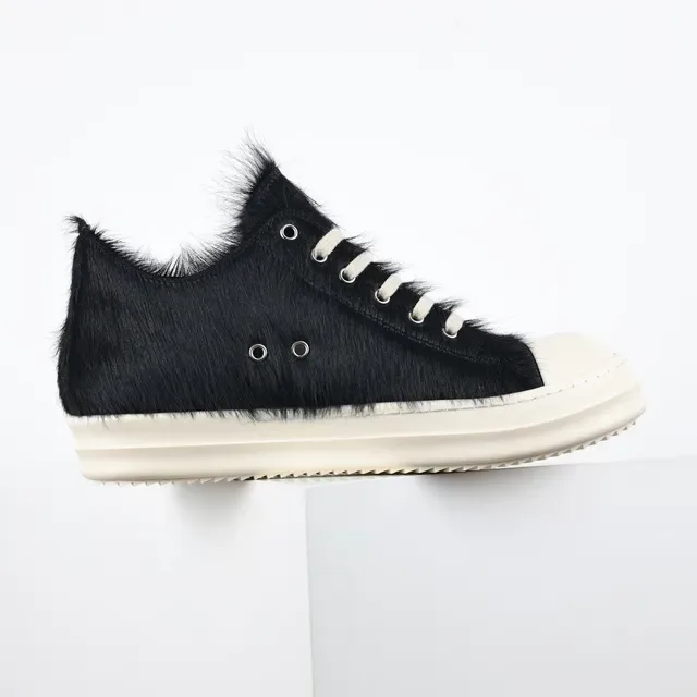 Black Fur Upper Off-White Sole Lifestyle Sneakers 7
