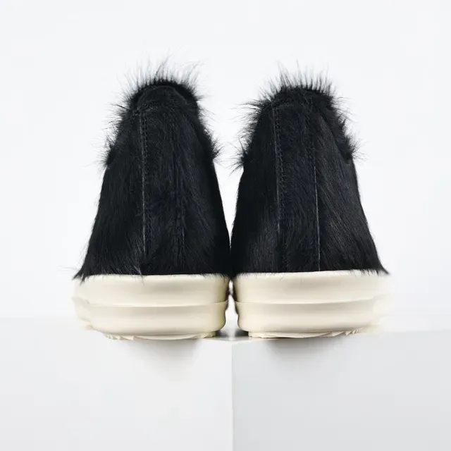 Black Fur Upper Off-White Sole Lifestyle Sneakers 8