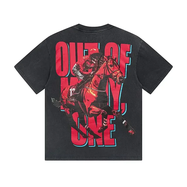 Black Graphic-Print Racing Motif Oversized T-Shirt 3
