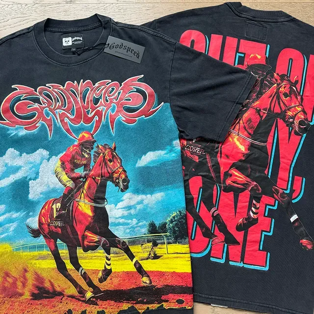 Black Graphic-Print Racing Motif Oversized T-Shirt 4