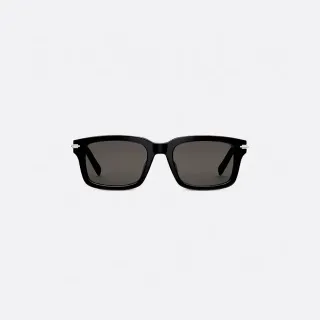 Black Gray Rectangular Frame Thick Temples Sunglasses