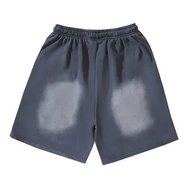 Black Gray Relaxed-Fit Flame-Print Shorts 5