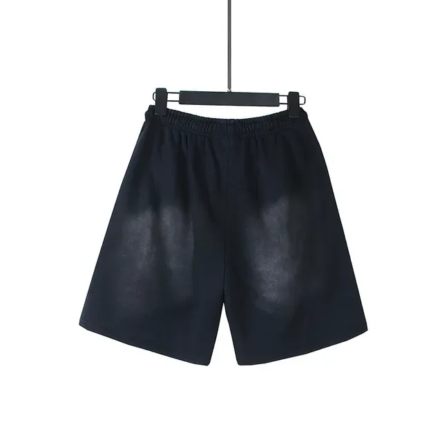 Black Gray Relaxed-Fit Flame-Print Shorts 10
