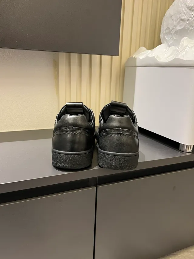 Black Leather-Mesh Hybrid Low-Top Sneakers 2