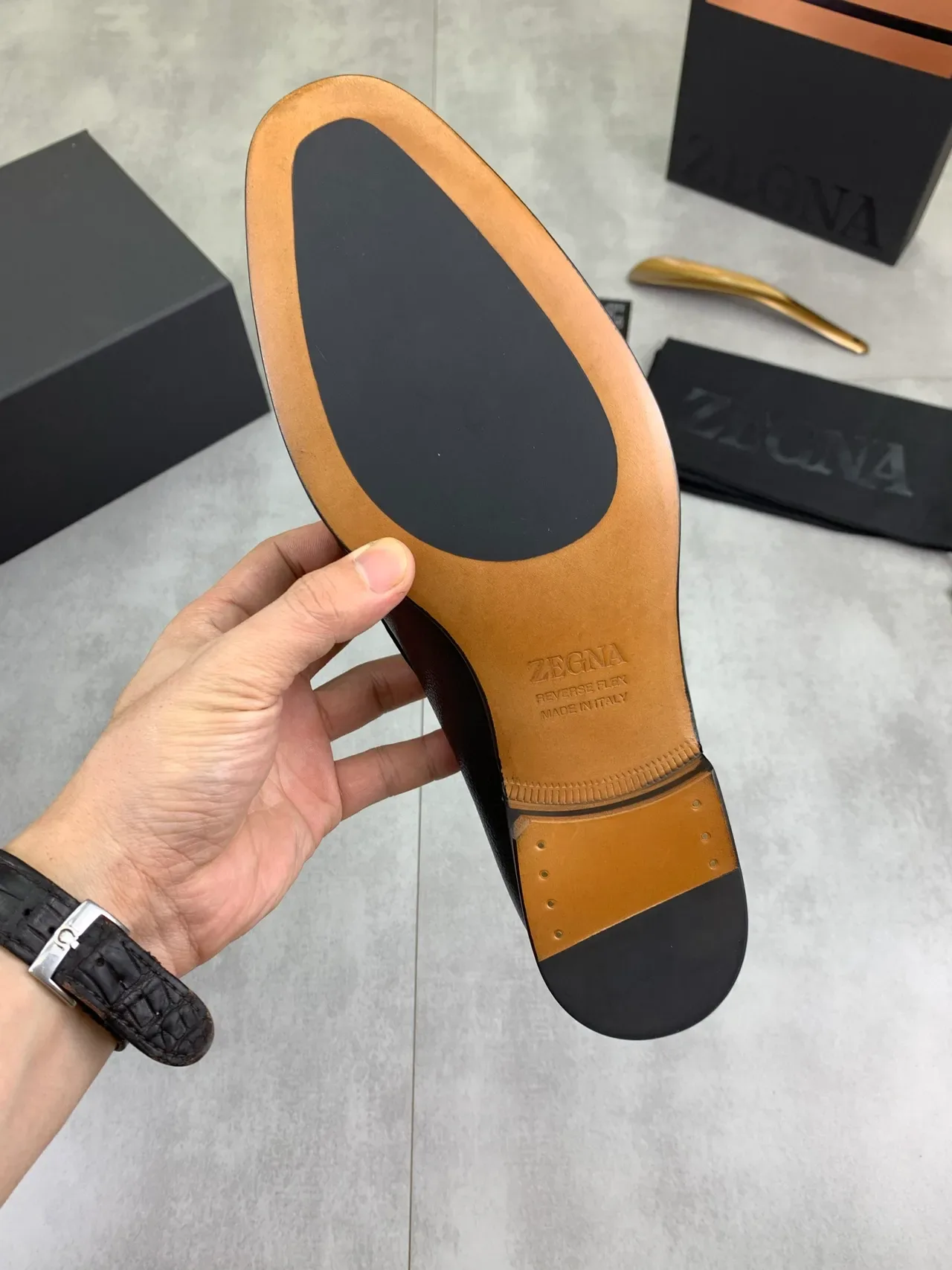 Black Leather Penny Strap Square Toe Loafers 3