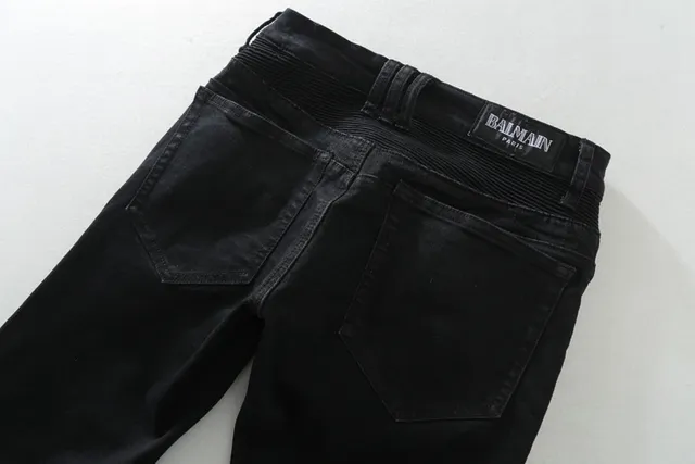 Pantalon jean moto-style à panneaux zippés noir 10