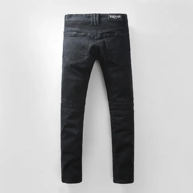 Pantalon jean moto-style à panneaux zippés noir 18