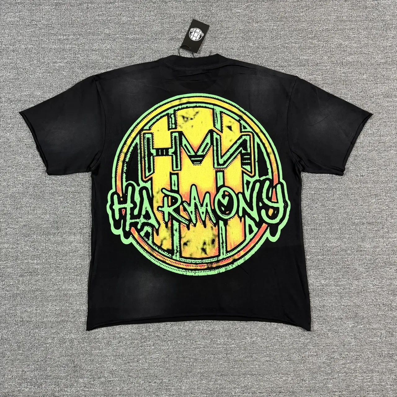 Black Multicolor Distressed Cotton Tee Double-Sided Graphic Print T-Shirt 3