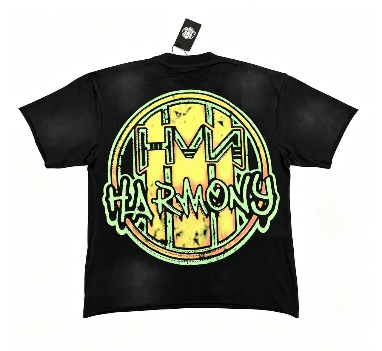 Black Multicolor Distressed Cotton Tee Double-Sided Graphic Print T-Shirt 6
