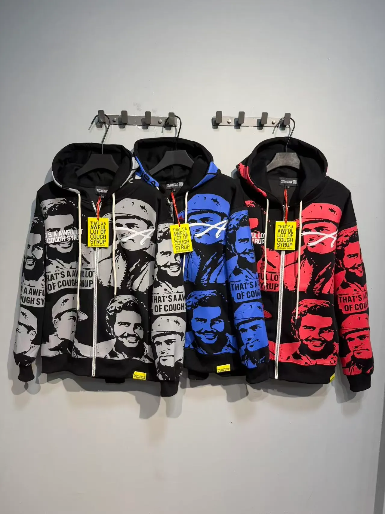 Black Multicolor Full-Zip Graphic-Print Hoodie 2