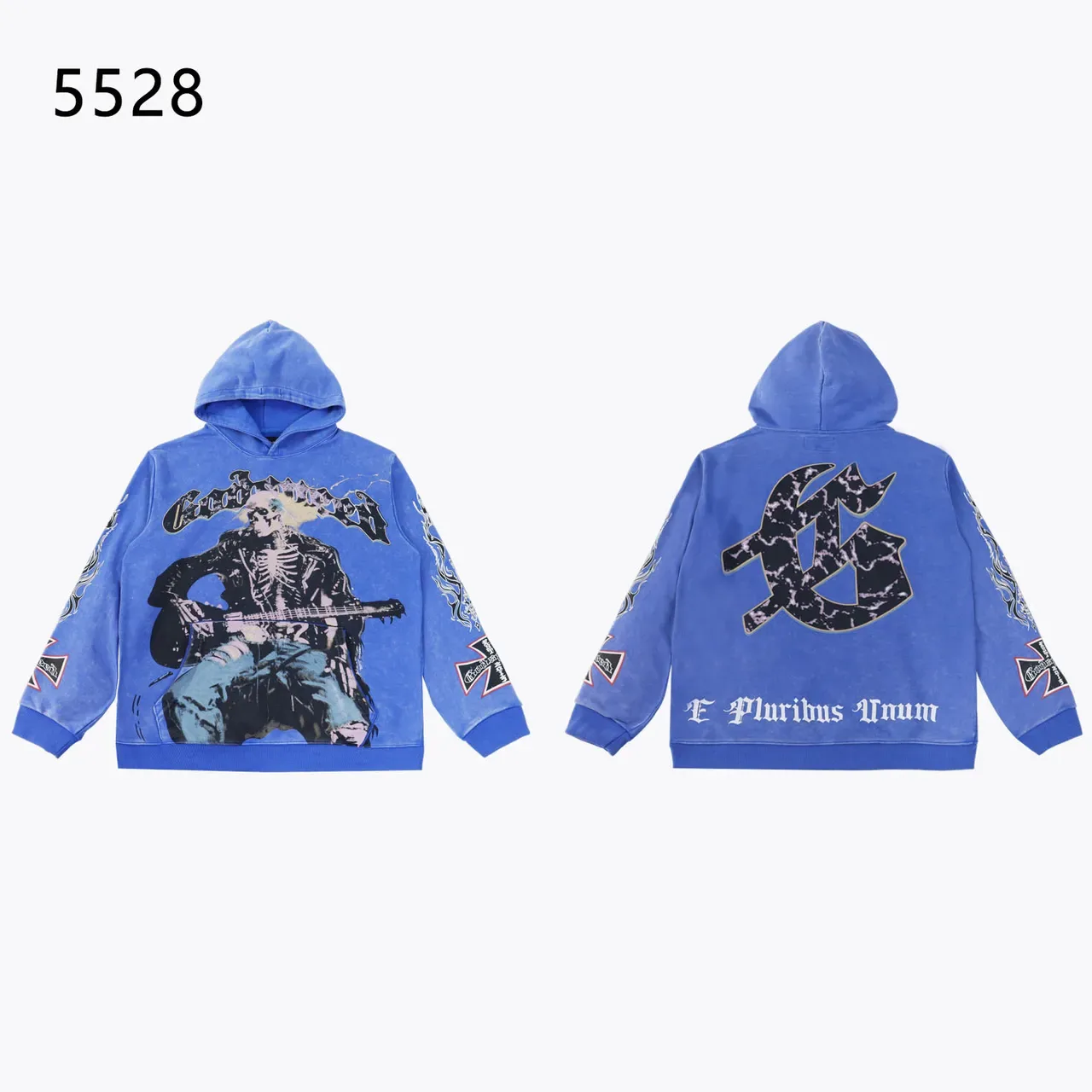 Black Multicolor Graphic-Print Distressed Wash Hoodie 2