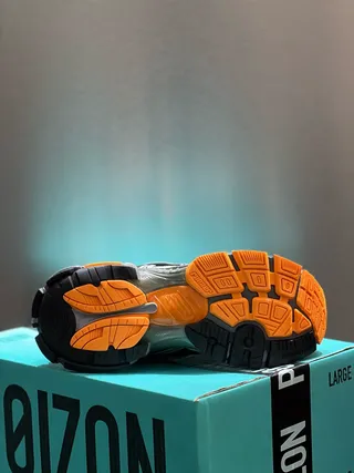 Black Orange Layered Synthetic Cage Overlays Sculpted Multi-Density Midsole Chunky Sneakers 3