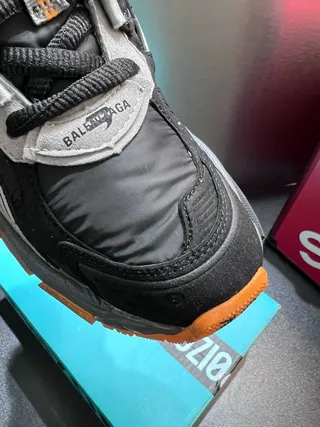 Black Orange Layered Synthetic Cage Overlays Sculpted Multi-Density Midsole Chunky Sneakers 4