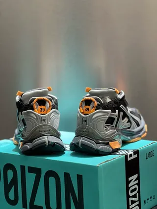 Black Orange Layered Synthetic Cage Overlays Sculpted Multi-Density Midsole Chunky Sneakers 5