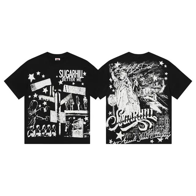 Black Oversized Graphic Print Double-Sided Art T-Shirt 2