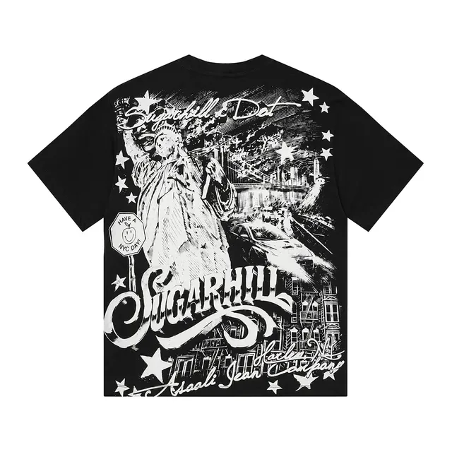 Black Oversized Graphic Print Double-Sided Art T-Shirt 4