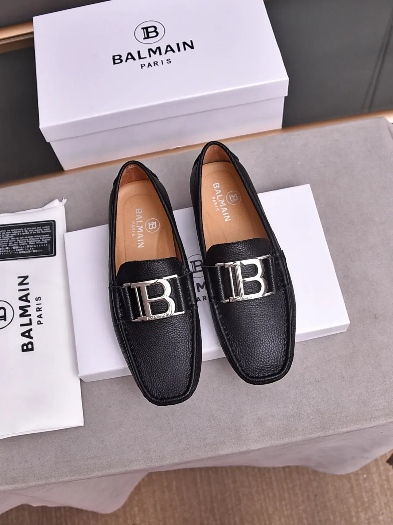 Black Pebbled Leather Buckle Loafer 3