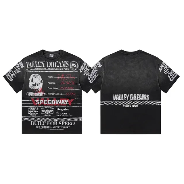 Black Racing-Themed Graphic Print T-Shirt 4