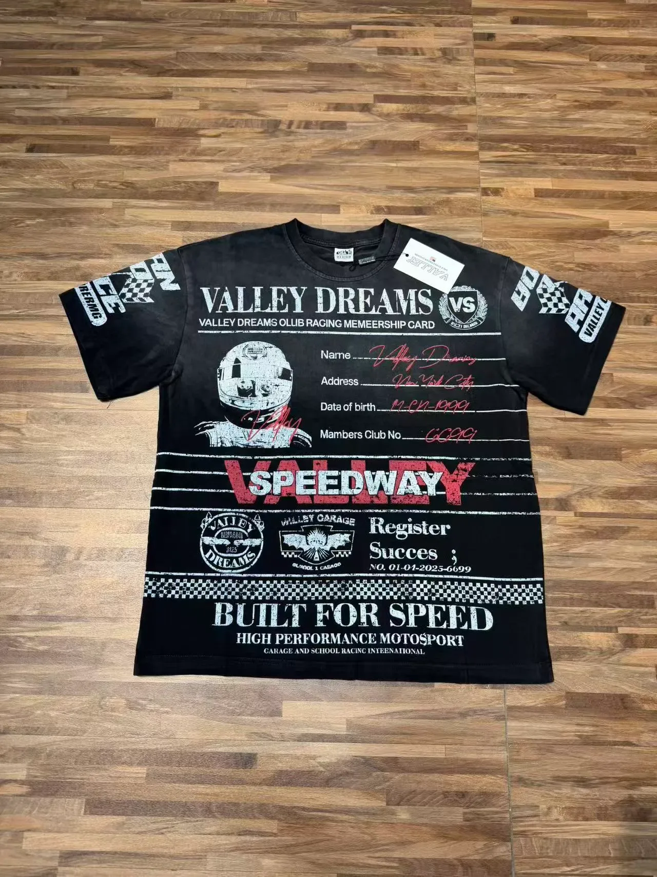 Black Racing-Themed Graphic Print T-Shirt 6