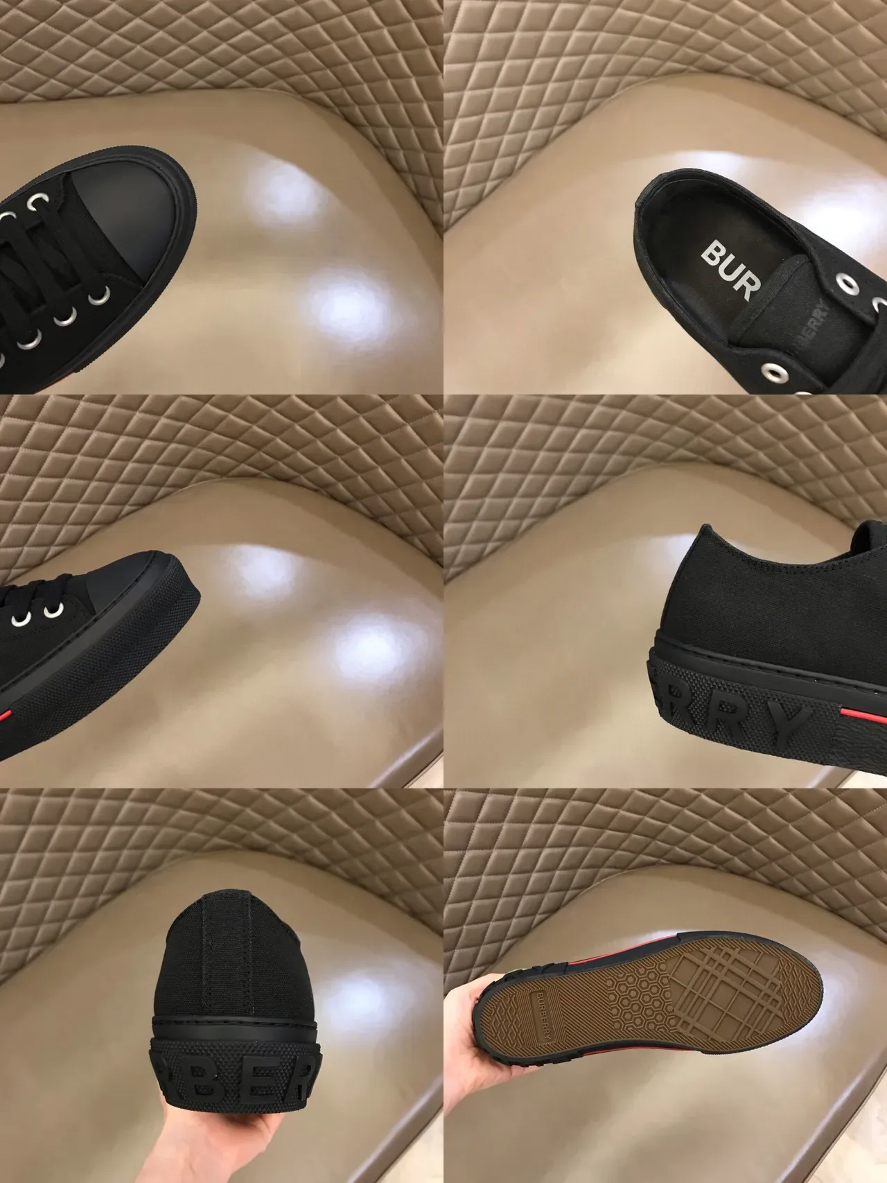 Black Red Canvas Upper Rubber Toe Cap Sneakers 3