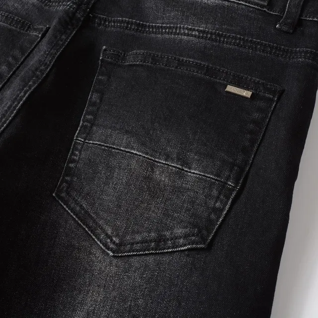 Black Red Distressed Slim-Fit Jeans 4